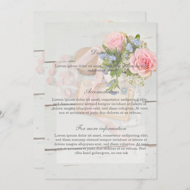 Romantic vintage spring flower wedding Directions Invitation (Front/Back)