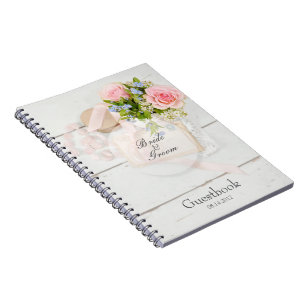 Romantic vintage spring flower wedding guest book