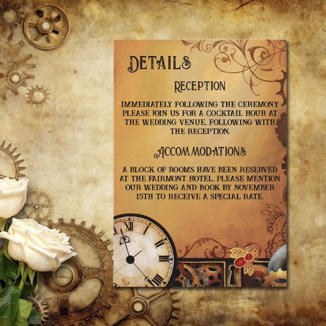 Romantic Vintage Steampunk Victorian Wedding Enclosure Card (Creator Uploaded)