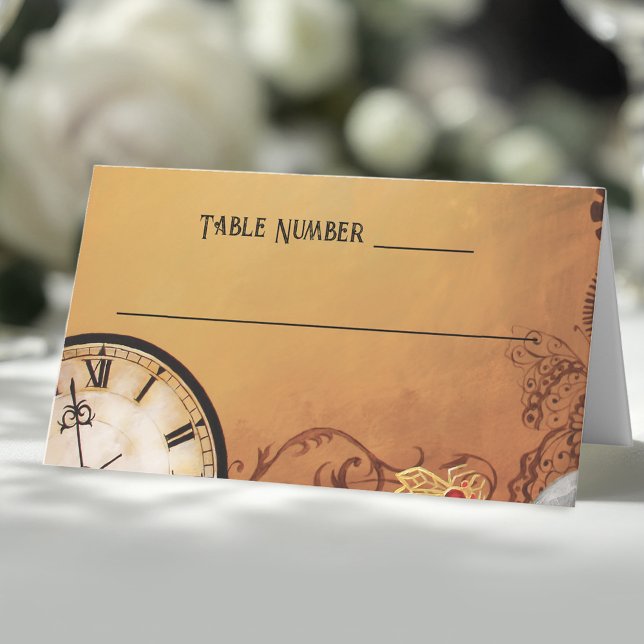 Romantic Vintage Steampunk Victorian Wedding Place Card (Creator Uploaded)