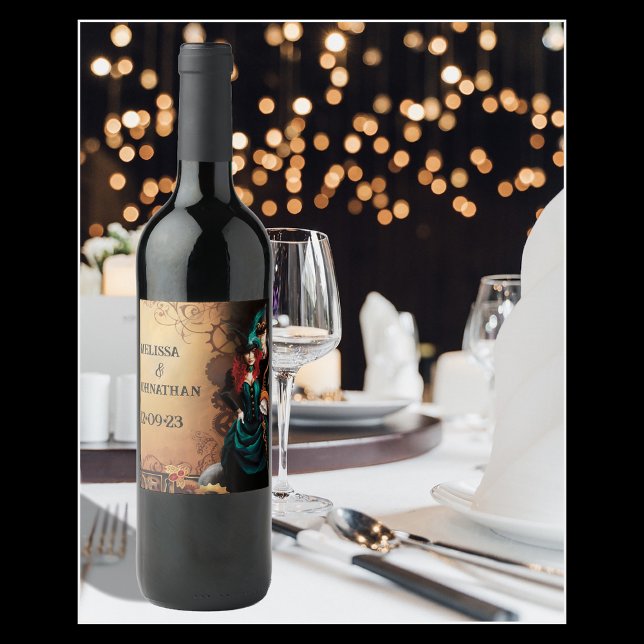 Romantic Vintage Steampunk Victorian Wedding Wine Label (Creator Uploaded)