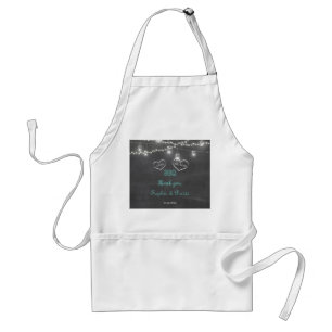Romantic Vintage String Lights Chalkboard I DO BBQ Adult Apron