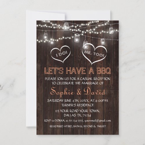 Romantic Vintage String Lights Old Barn I DO BBQ Invitation