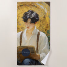 Romantic Vintage Style Art of Boy Reading