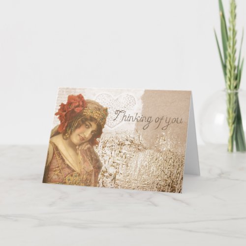Romantic Vintage Thinking of You Greeting Card