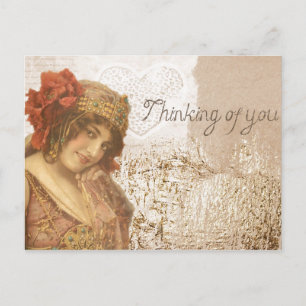 Romantic Vintage Thinking of You Postcard