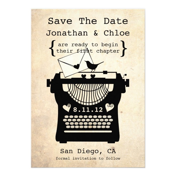 Romantic Vintage Typewriter STD Announcement