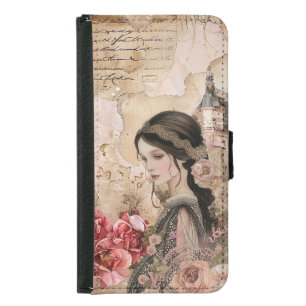 Romantic Vintage Victorian Girl Abstract Art Samsung Galaxy S5 Wallet Case