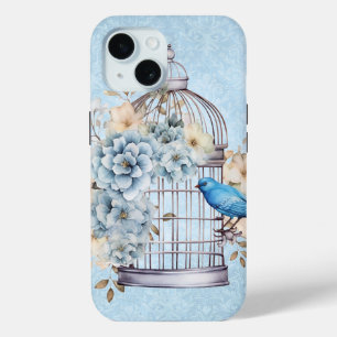 Romantic Vintage Watercolor Floral Birdcage iPhone 15 Case