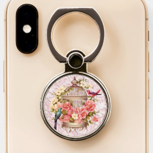Romantic Vintage Watercolor Floral Birdcage Phone Ring Stand