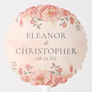 Romantic Vintage Wedding Coral Roses Custom Balloon