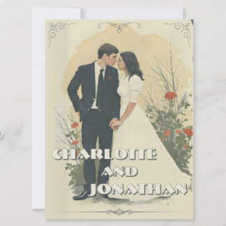 Romantic Vintage Wedding Couple Art