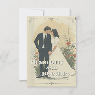 Romantic Vintage Wedding Couple Art