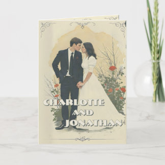 Romantic Vintage Wedding Couple Art Card