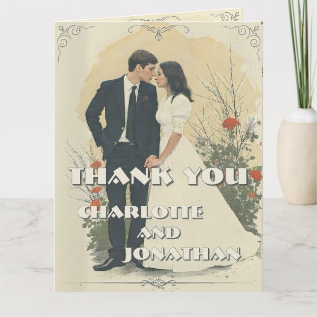 Romantic Vintage Wedding Couple Art Card (Front)