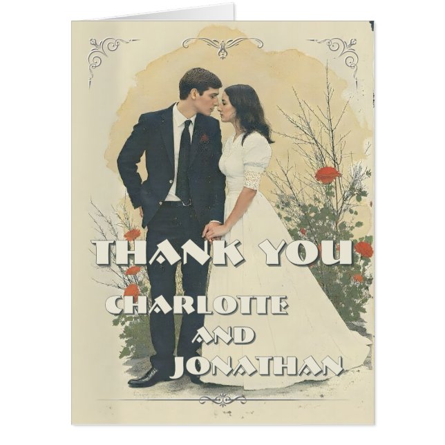 Romantic Vintage Wedding Couple Art Card (Front)
