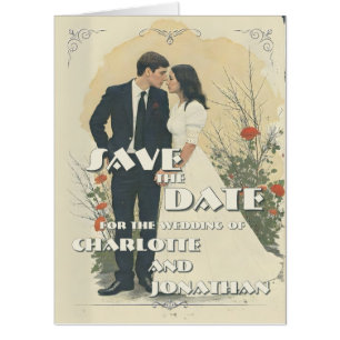Romantic Vintage Wedding Couple Art Card