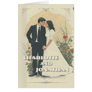 Romantic Vintage Wedding Couple Art Card