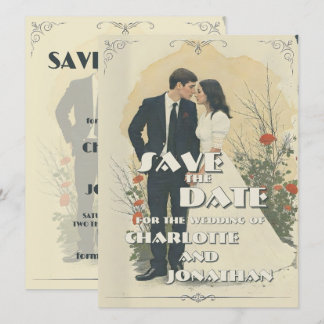 Romantic Vintage Wedding Couple Art Cards