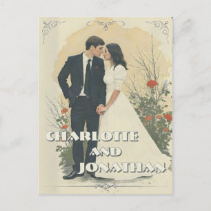 Romantic Vintage Wedding Couple Art Holiday Postcard