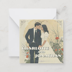 Romantic Vintage Wedding Couple Art Note Card