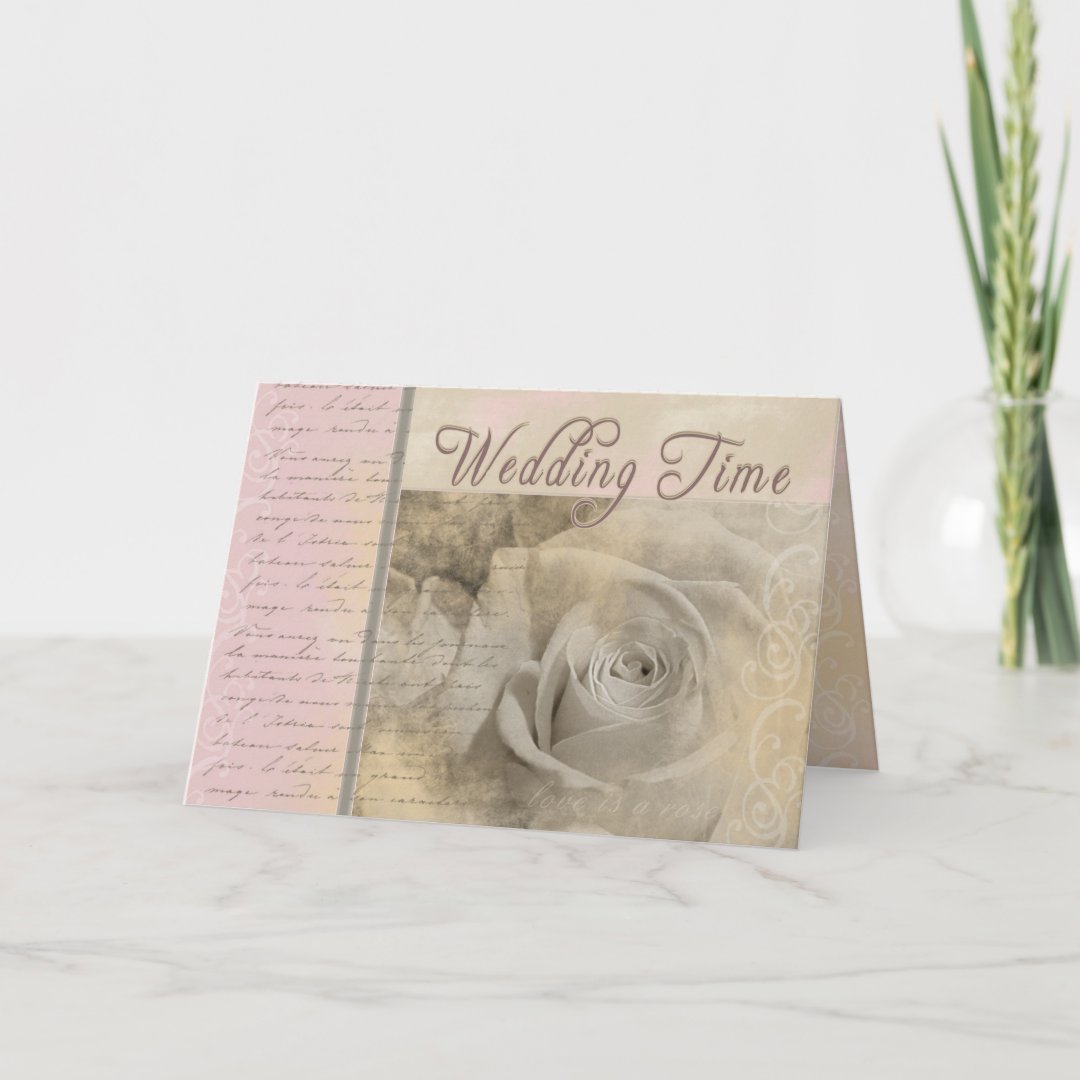 Romantic Vintage Wedding Rose Card | Zazzle