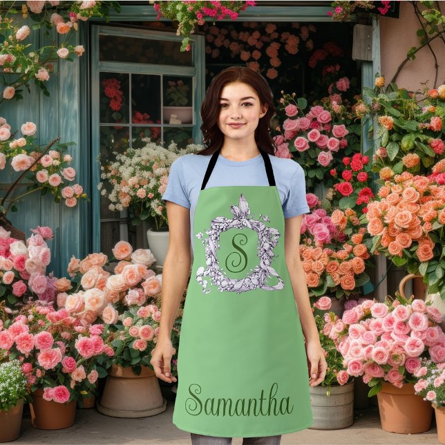 Romantic, Vintage Wreath Personalized  Apron (Creator Uploaded)