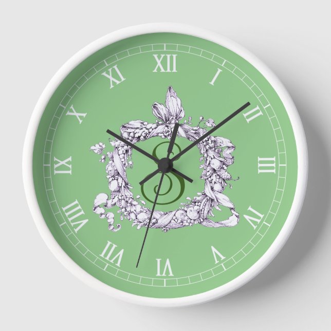 Romantic, Vintage Wreath Personalized  Clock (Front)