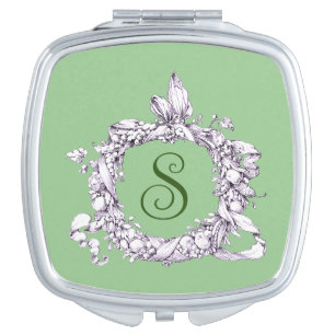 Romantic, Vintage Wreath Personalized Compact Mirror
