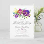 Romantic Violet Floral Bridal Shower Invitation (Standing Front)