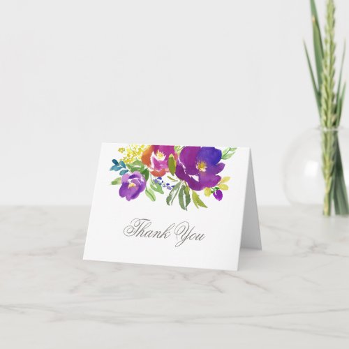 Romantic Violet Floral Thank You Card