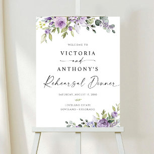 Romantic Violet Flower Rehearsal Dinner Foam Board