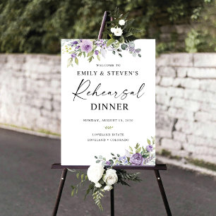Romantic Violet Flower Rehearsal Dinner Foam Board