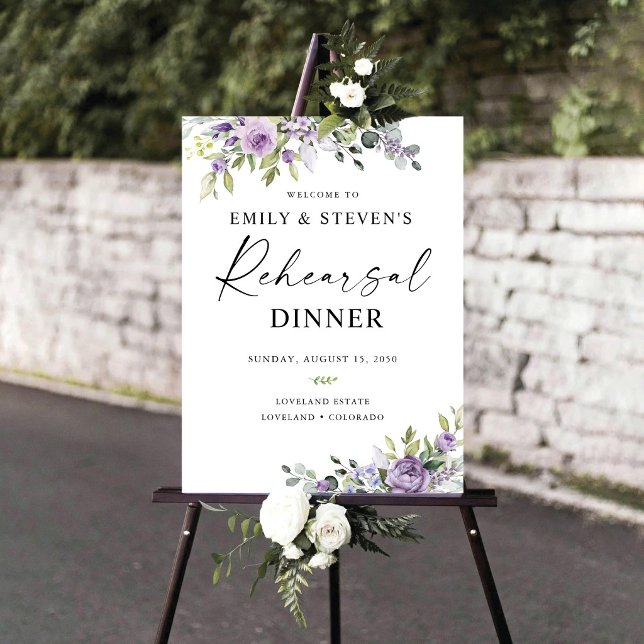 Romantic Violet Flower Rehearsal Dinner Foam Board (Creator Uploaded)