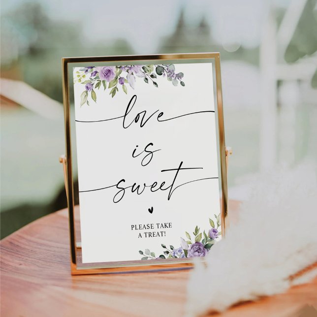 Romantic Violet Flowers Love Is Sweet Sign (Creator Uploaded)