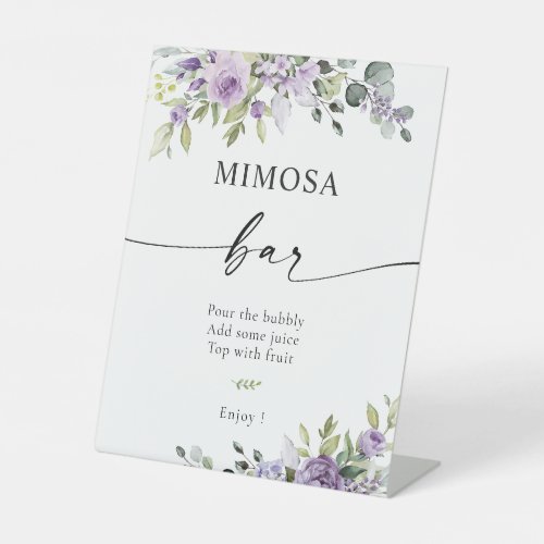 Romantic Violet Flowers Mimosa Bar Sign