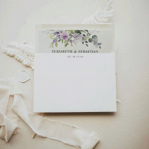 Romantic Violet Flowers Wedding Envelope Liner
