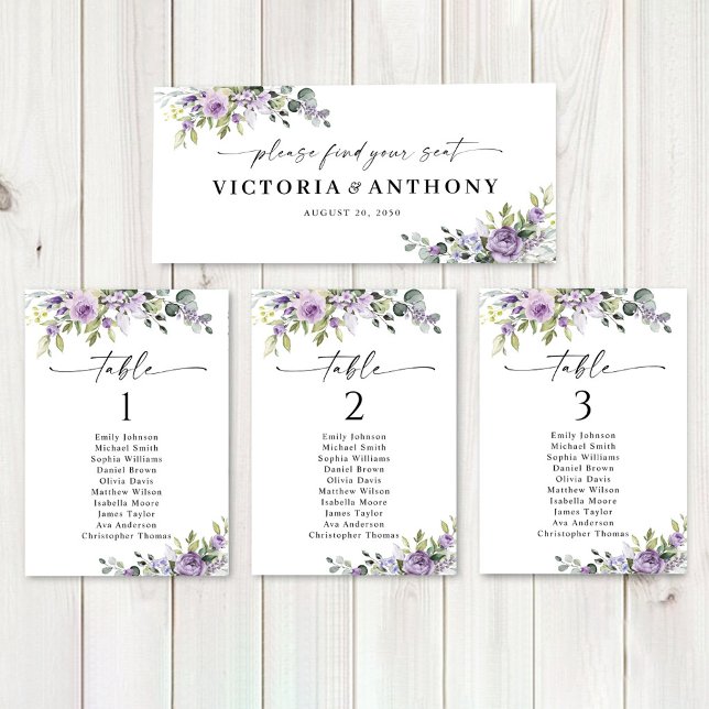 Romantic Violet Flowers Wedding Head Table Sign (Creator Uploaded)