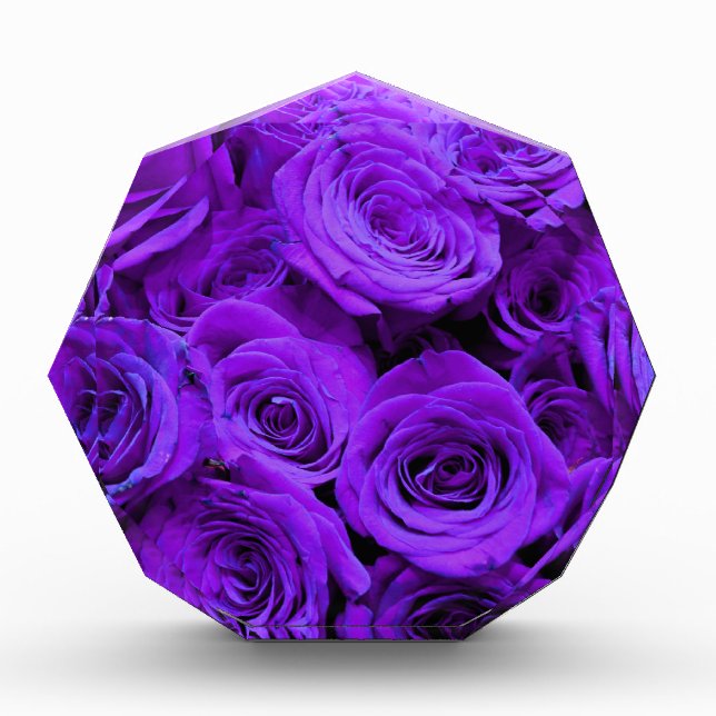 romantic violet purple roses, pretty rose bouquet acrylic award (Front)