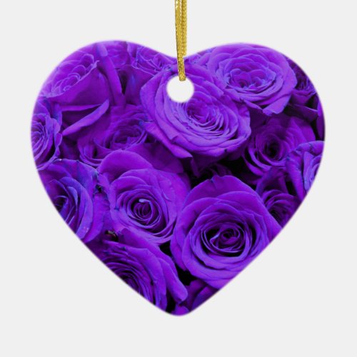 romantic violet purple roses pretty rose bouquet ceramic ornament