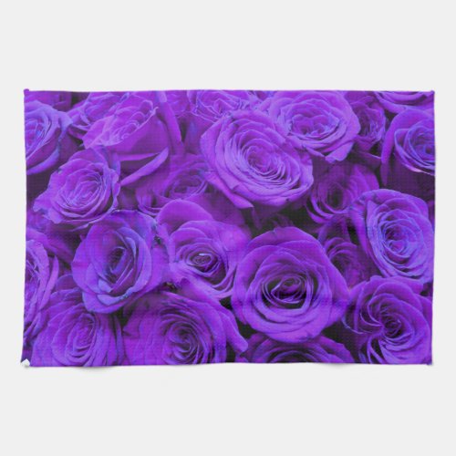 romantic violet purple roses pretty rose bouquet kitchen towel