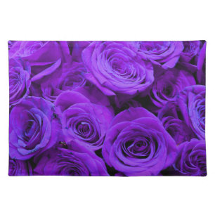 romantic violet purple roses, pretty rose bouquet placemat