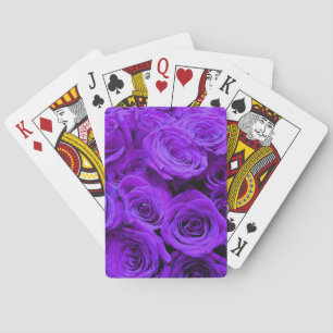 romantic violet purple roses, pretty rose bouquet poker cards