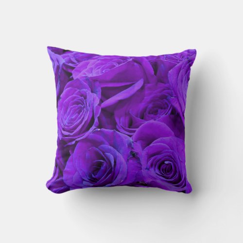 romantic violet purple roses pretty rose bouquet throw pillow