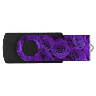 romantic violet purple roses, pretty rose bouquet USB flash drive