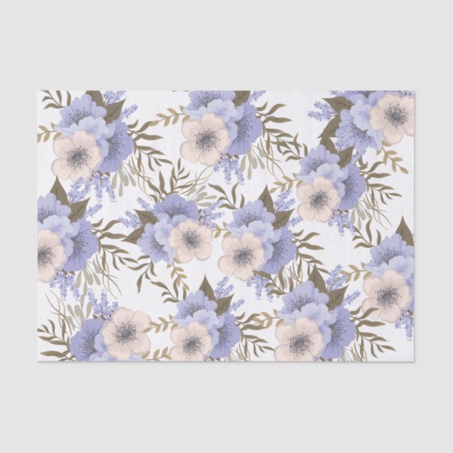 Romantic Violet & Sage Botanical Floral Tissue Paper (Front)