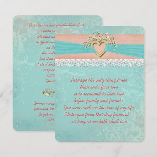 Romantic Vow Renewal Ribbon Personalized Invite