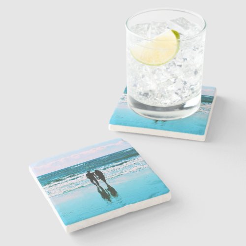 Romantic Walk on the Beach _ Marble Coaster