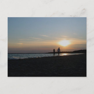 romantic walk on the beach postcard