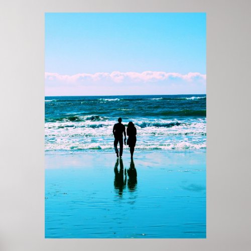 Romantic Walk on the Beach Poster